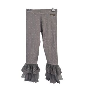 Matilda Jane Edie Benny Leggings Gray Polka Dot Lace Ruffle Size 6